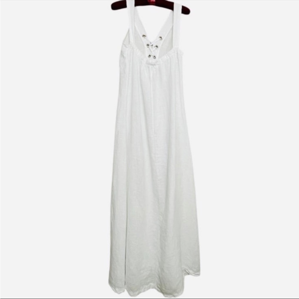 Laura Gotti White linen Maxi Dress M - Picture 4 of 6